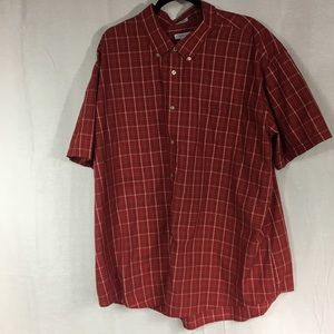 Van Heusen XXXL 19-19 1/2 red white plaid NO Iron short sleeve shirt